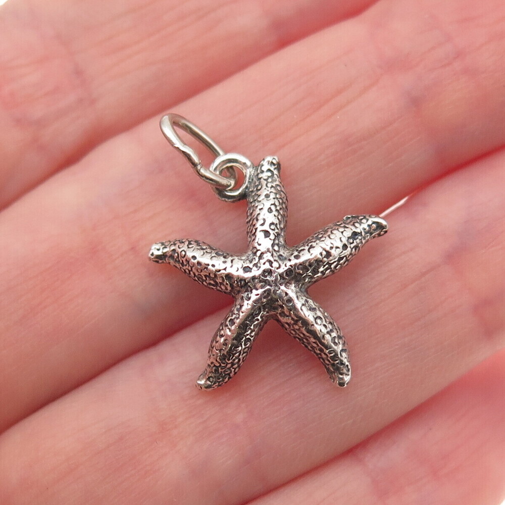 Beau 925 Sterling Silver Vintage Starfish Oxidized Mini Charm Pendant